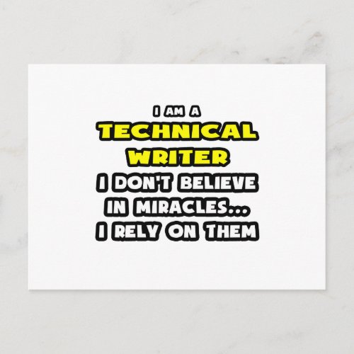 Miracles and Technical Writers  Funny Postcard
