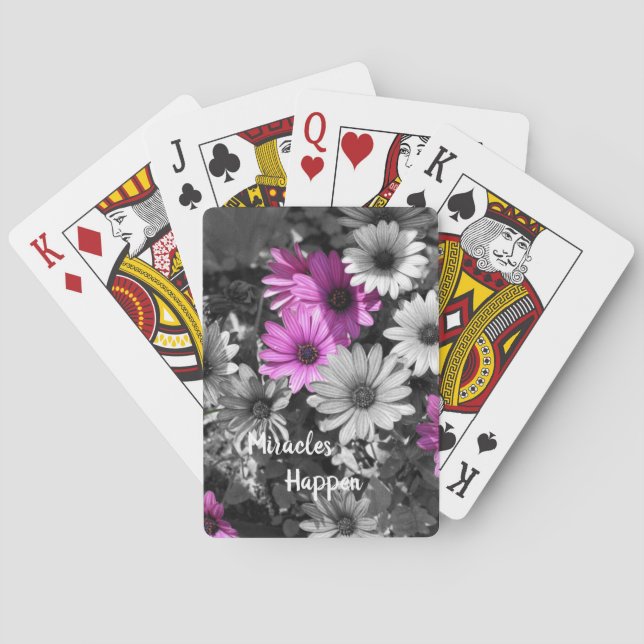 Miracles Happen African Daisy Flowers   Poker Cards (Back)