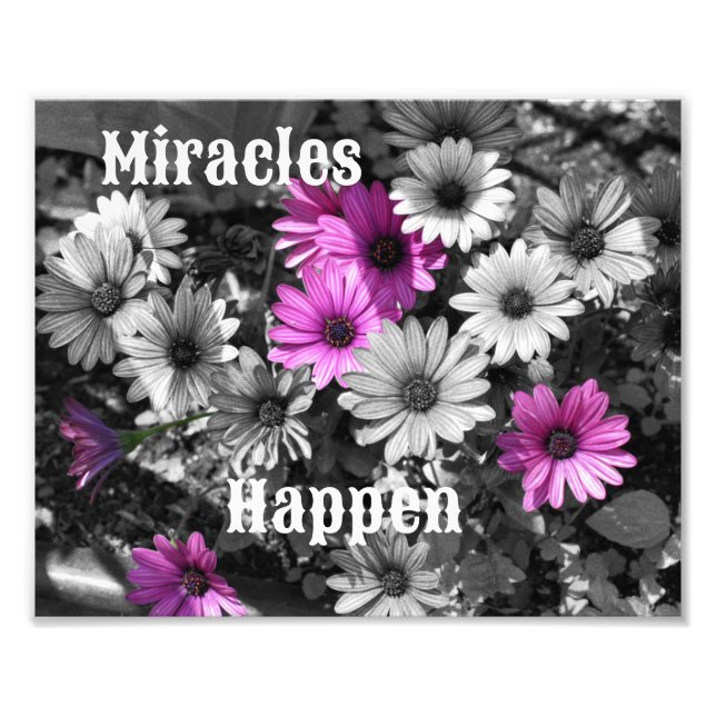 Miracles Happen Daisy Flowers Inspirational Photo Print (Front)