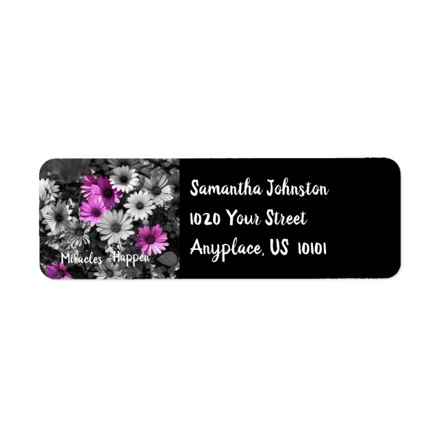 Miracles Happen Daisy Inspirational Address Label (Front)