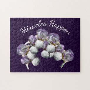 Miracles Happen Iris Flowers Inspirational Jigsaw Puzzle