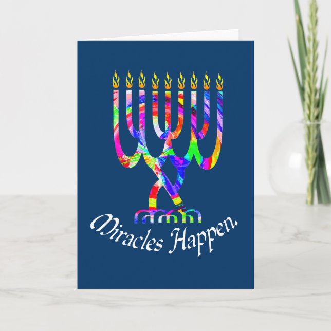 Miracles Happen Menorah Cards (Front)