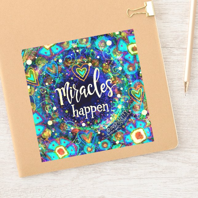 Miracles Happen Pretty Blue Floral Inspirivity Sticker (Notebook)