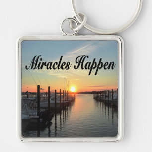 MIRACLES HAPPEN SUNSET PHOTO DESIGN KEYCHAIN