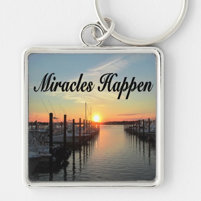 MIRACLES HAPPEN SUNSET PHOTO DESIGN KEYCHAIN (Front)