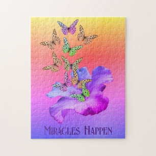 Miracles Hibiscus Butterflies Inspirational Jigsaw Puzzle
