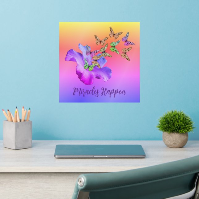 Miracles Hibiscus Butterflies Inspirational    Wall Decal (Home Office 2)