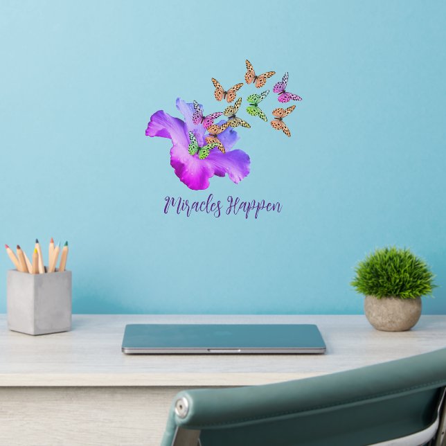 Miracles Hibiscus Butterflies Inspirational    Wall Decal (Home Office 2)