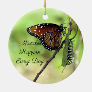Miracles Ornament- Butterfly / Caterpillar - Ceramic Ornament