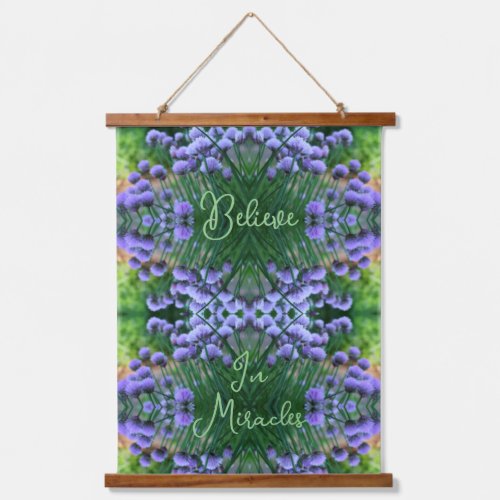 Miracles Purple Abstract Flowers Inspirational Hanging Tapestry