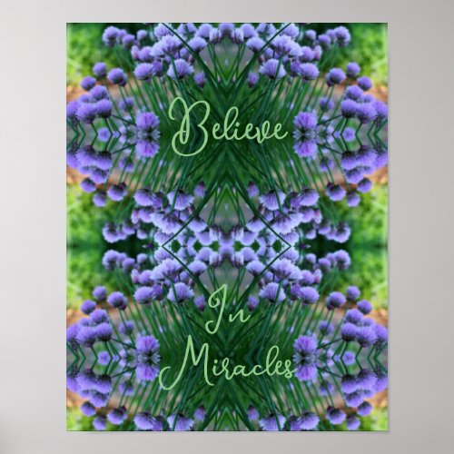 Miracles Purple Abstract Flowers Inspirational  Poster