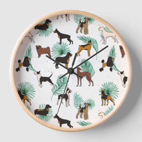 Miracles with paws Tropical Cute Quirky Dog Pets  Clock
