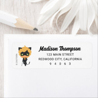 Miraculous Cat Noir Chibi Birthday Label