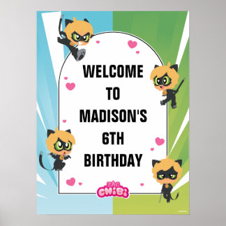 Miraculous Cat Noir Chibi Birthday Welcome Poster