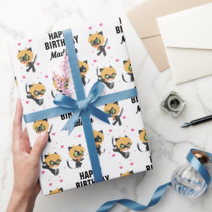 Miraculous Cat Noir Chibi Birthday Wrapping Paper