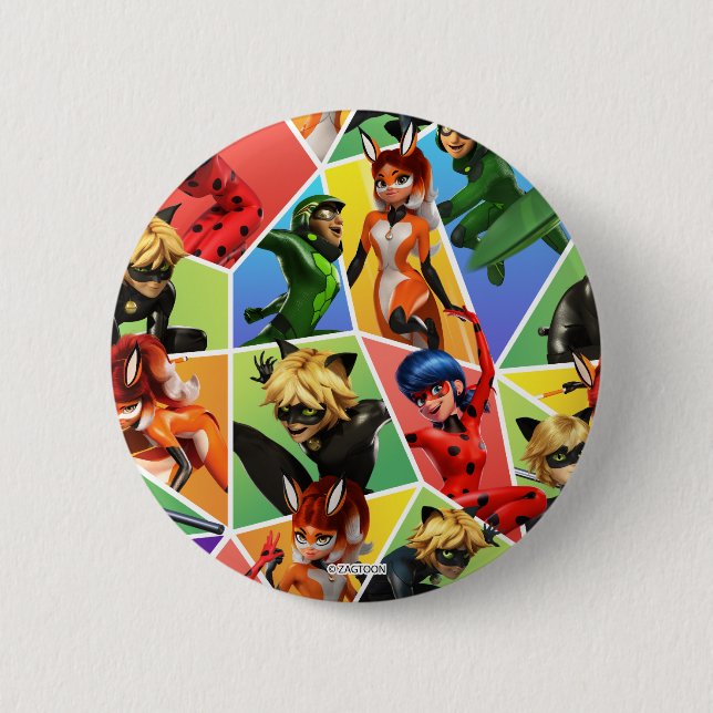 Miraculous Colorful Character Pattern Button (Front)