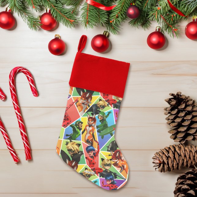 Miraculous Colorful Character Pattern Christmas Stocking (Stocking on table)