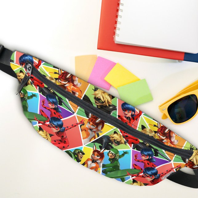 Miraculous Colorful Character Pattern Fanny Pack (Bag on table)