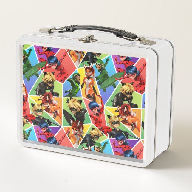 Miraculous Colorful Character Pattern Metal Lunch Box (Front)