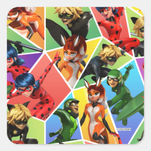 Miraculous Colorful Character Pattern Square Sticker