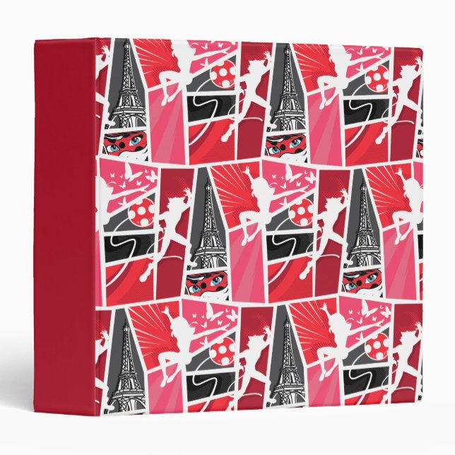 Miraculous Comic Ladybug Paris Pattern 3 Ring Binder (Front/Spine)