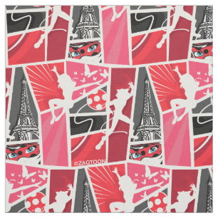Miraculous Comic Ladybug Paris Pattern Fabric