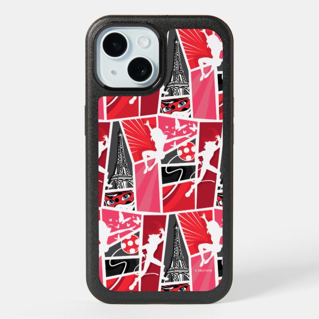 Miraculous Comic Ladybug Paris Pattern iPhone 15 Case (Back)