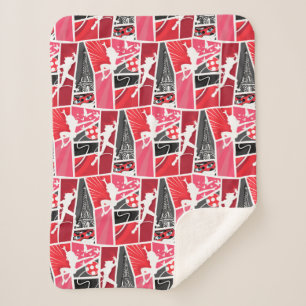 Miraculous Comic Ladybug Paris Pattern Sherpa Blanket