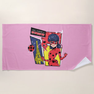 Miraculous Comic Ladybug Parisian Way Beach Towel