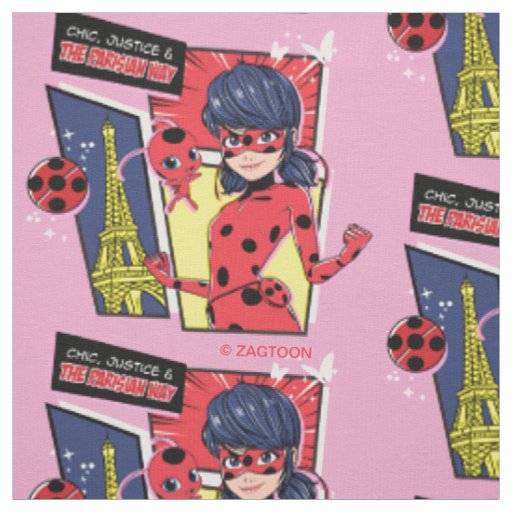 Miraculous Comic Ladybug Parisian Way Fabric