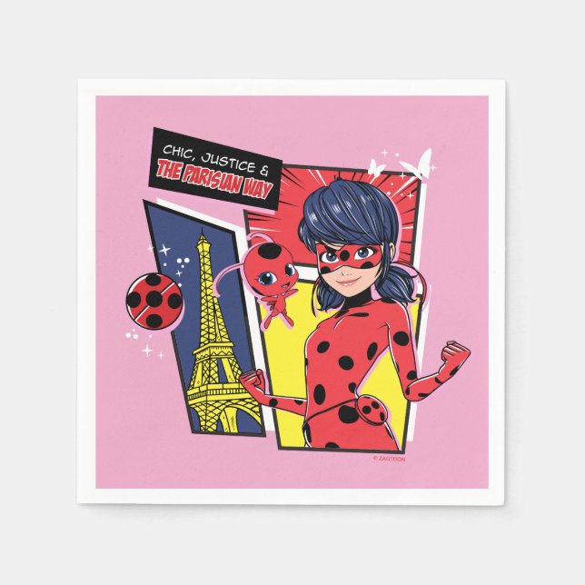 Miraculous Comic Ladybug Parisian Way Napkins (Front)