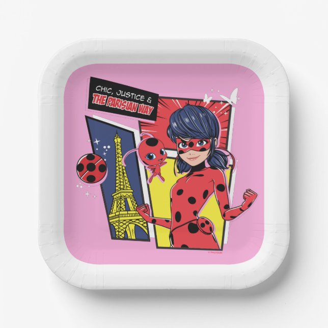 Miraculous Comic Ladybug Parisian Way Paper Plates (Front)