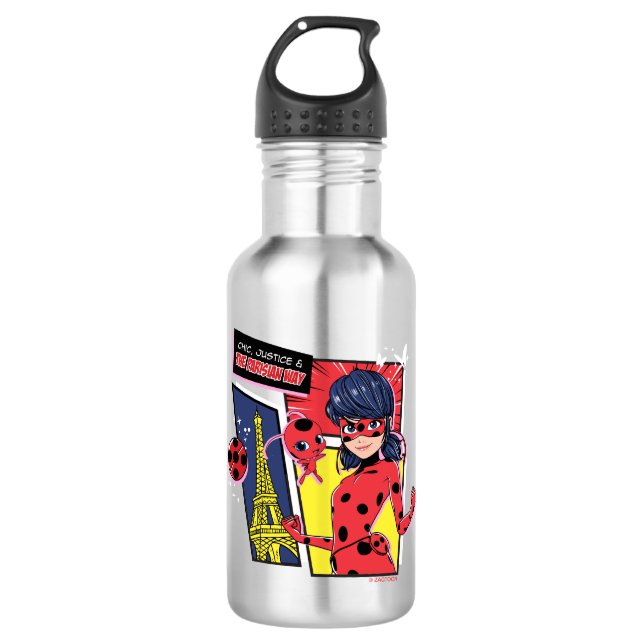 Miraculous Comic Ladybug Parisian Way Stainless Steel Water Bottle (Front)