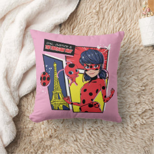 Miraculous Comic Ladybug Parisian Way Throw Pillow