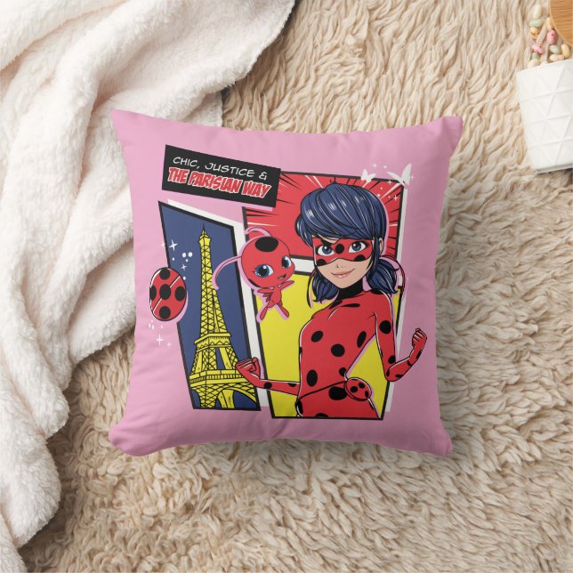 Miraculous Comic Ladybug Parisian Way Throw Pillow (Blanket)