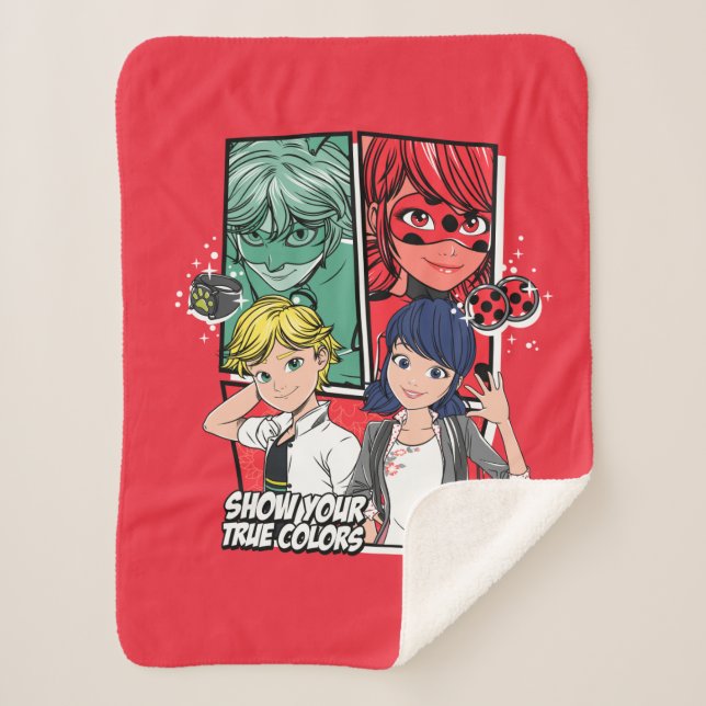 Miraculous Comic Marinette & Adrien True Colors Sherpa Blanket (Front)