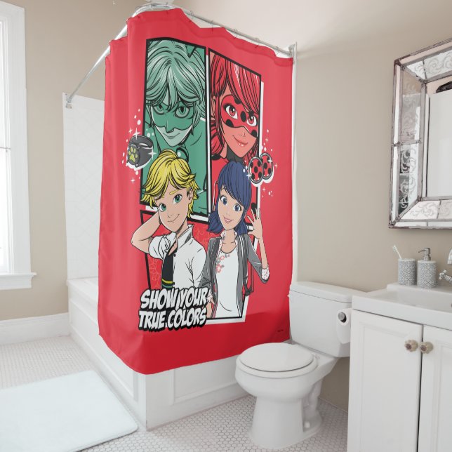 Miraculous Comic Marinette & Adrien True Colors Shower Curtain (In Situ)