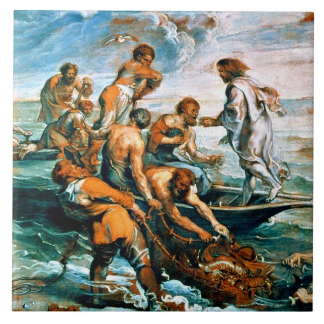 Miraculous Draught of Fishes Ceramic Tile (Front)