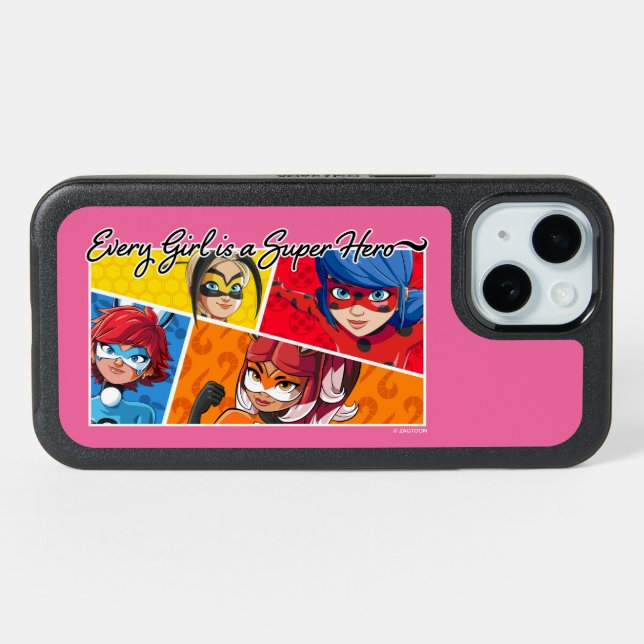 Miraculous Every Girl is a Super Hero iPhone 15 Case (Back Horizontal)