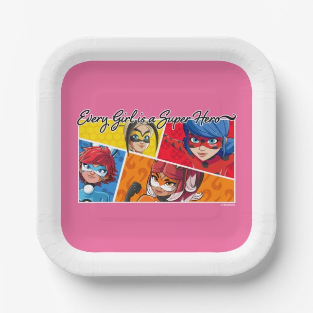 Miraculous Every Girl is a Super Hero Paper Plates (Front)