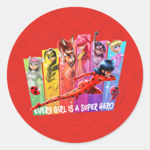 Miraculous Girls Every Girl is a Super Hero Classic Round Sticker