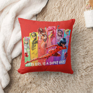 Miraculous Girls Every Girl is a Super Hero Throw Pillow