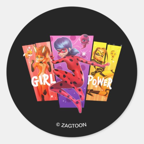 Miraculous Girls  Girl Power Classic Round Sticker