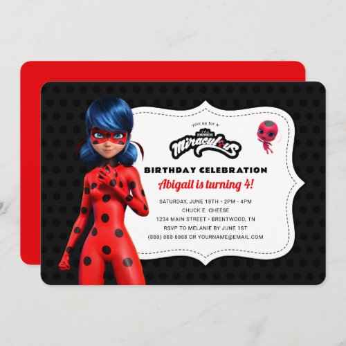 Miraculous Ladybug Birthday Invitation