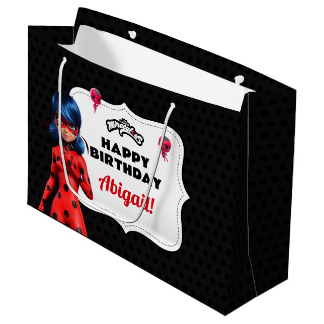 Miraculous Ladybug Birthday Large Gift Bag (Front Angled)