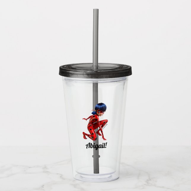 Miraculous Ladybug Birthday Party Favor Acrylic Tumbler (Front)