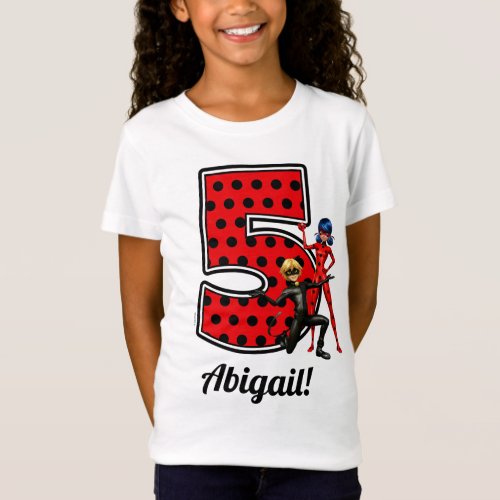 Miraculous Ladybug  Cat Noir 5th Birthday T_Shirt