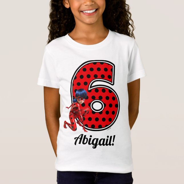 Miraculous Ladybug & Cat Noir 6th Birthday T-Shirt (Front)