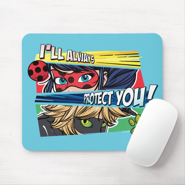 Miraculous Ladybug & Cat Noir Always Protect You Mouse Pad (With Mouse)