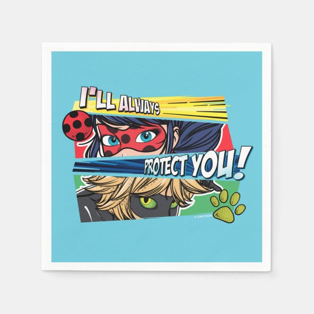 Miraculous Ladybug & Cat Noir Always Protect You Napkins (Front)